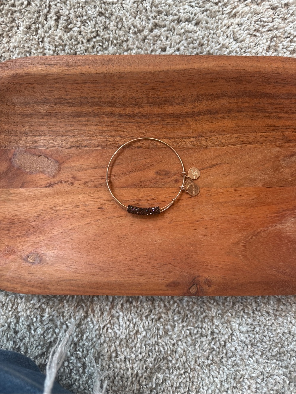 Alex and Ani rose Gold Bracelet with Black Druzy Accent